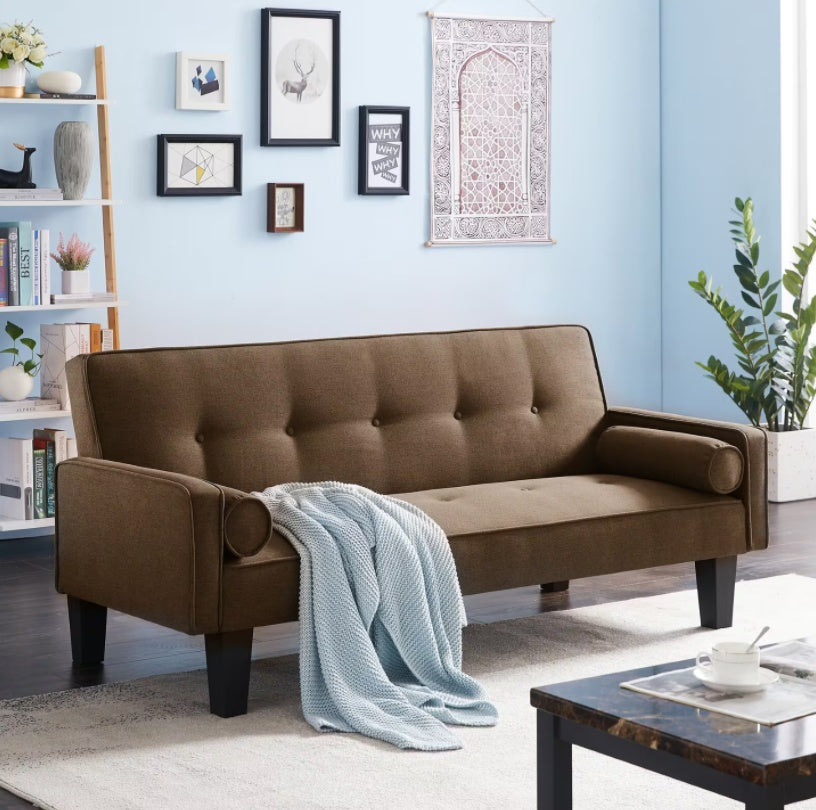 Fabric Sofa Medieval Loveseat with Pillows, Living Room Button Tufted Sofa, Pull Point Design