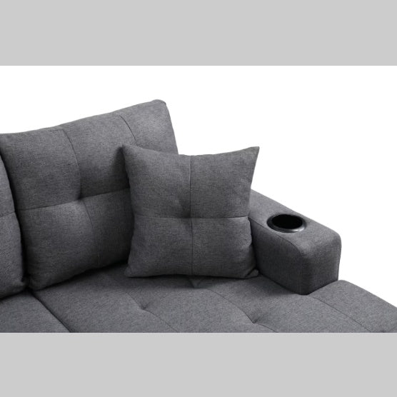 Modern L-Shaped Fabric Sectional Sofa, Grey Couch for Living Room