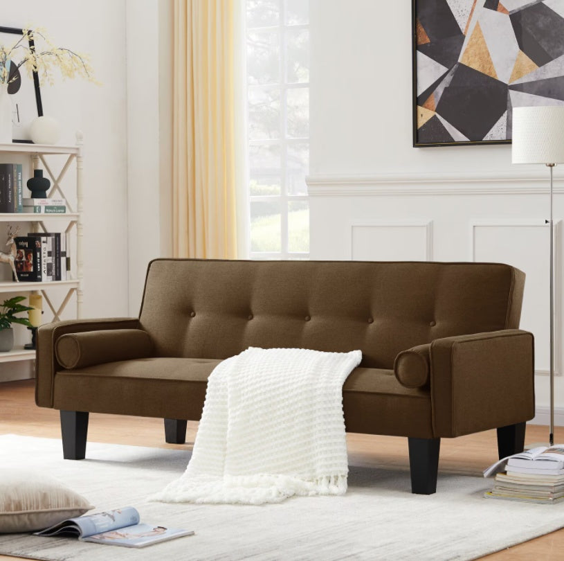 Fabric Sofa Medieval Loveseat with Pillows, Living Room Button Tufted Sofa, Pull Point Design
