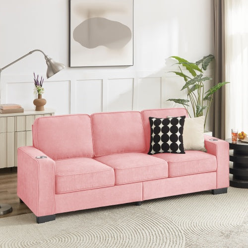 Corduroy Fabric Sofa 83.86" Modern 3-Seater Compressed Couch for Living Room, Bedroom, Office