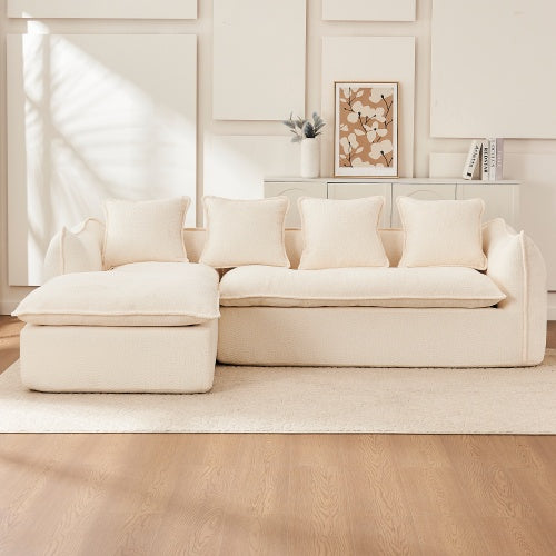 3-Seater Deep Seat Oversized Comfy L-Shape Sofa Couch with Chaise, Sleeper Sectional Sofa for Living Room, Apartment, Office, Left-Hand Facing