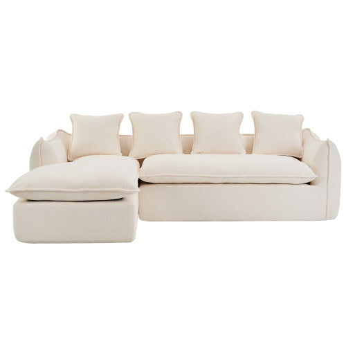 3-Seater Deep Seat Oversized Comfy L-Shape Sofa Couch with Chaise, Sleeper Sectional Sofa for Living Room, Apartment, Office, Left-Hand Facing