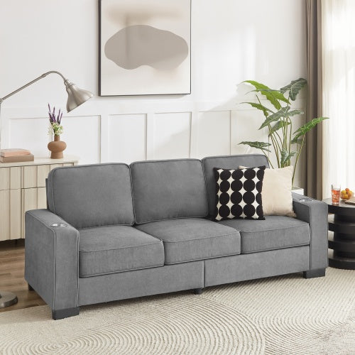 Corduroy Fabric Sofa 83.86" Modern 3-Seater Compressed Couch for Living Room, Bedroom, Office