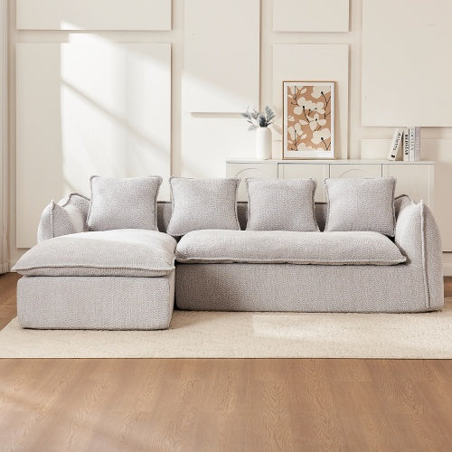 3-Seater Deep Seat Oversized Comfy L-Shape Sofa Couch with Chaise, Sleeper Sectional Sofa for Living Room, Apartment, Office, Left-Hand Facing