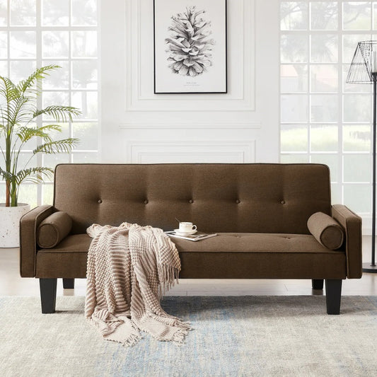 Fabric Sofa Medieval Loveseat with Pillows, Living Room Button Tufted Sofa, Pull Point Design
