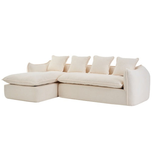 3-Seater Deep Seat Oversized Comfy L-Shape Sofa Couch with Chaise, Sleeper Sectional Sofa for Living Room, Apartment, Office, Left-Hand Facing